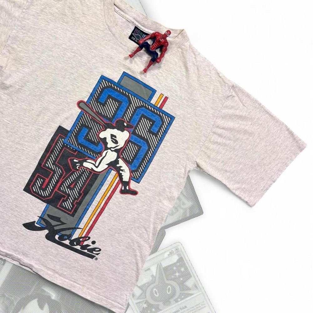 Vintage 90’s Gray Boxy Single Stitch Hobie MLB Baseball Graphic Tee Shirt